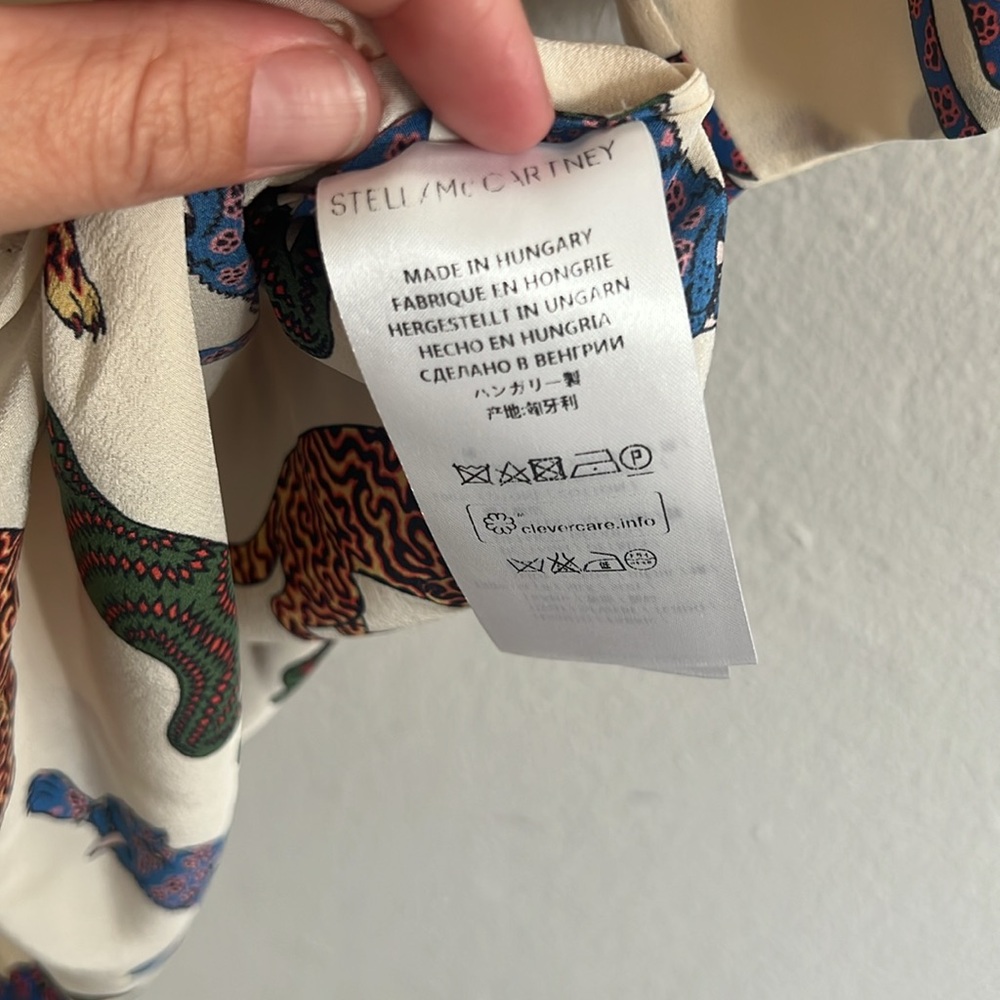 Stella McCartney Silk Natural Molly Wild Cat Print Top - Picture 10 of 12
